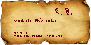 Konkoly Nándor névjegykártya